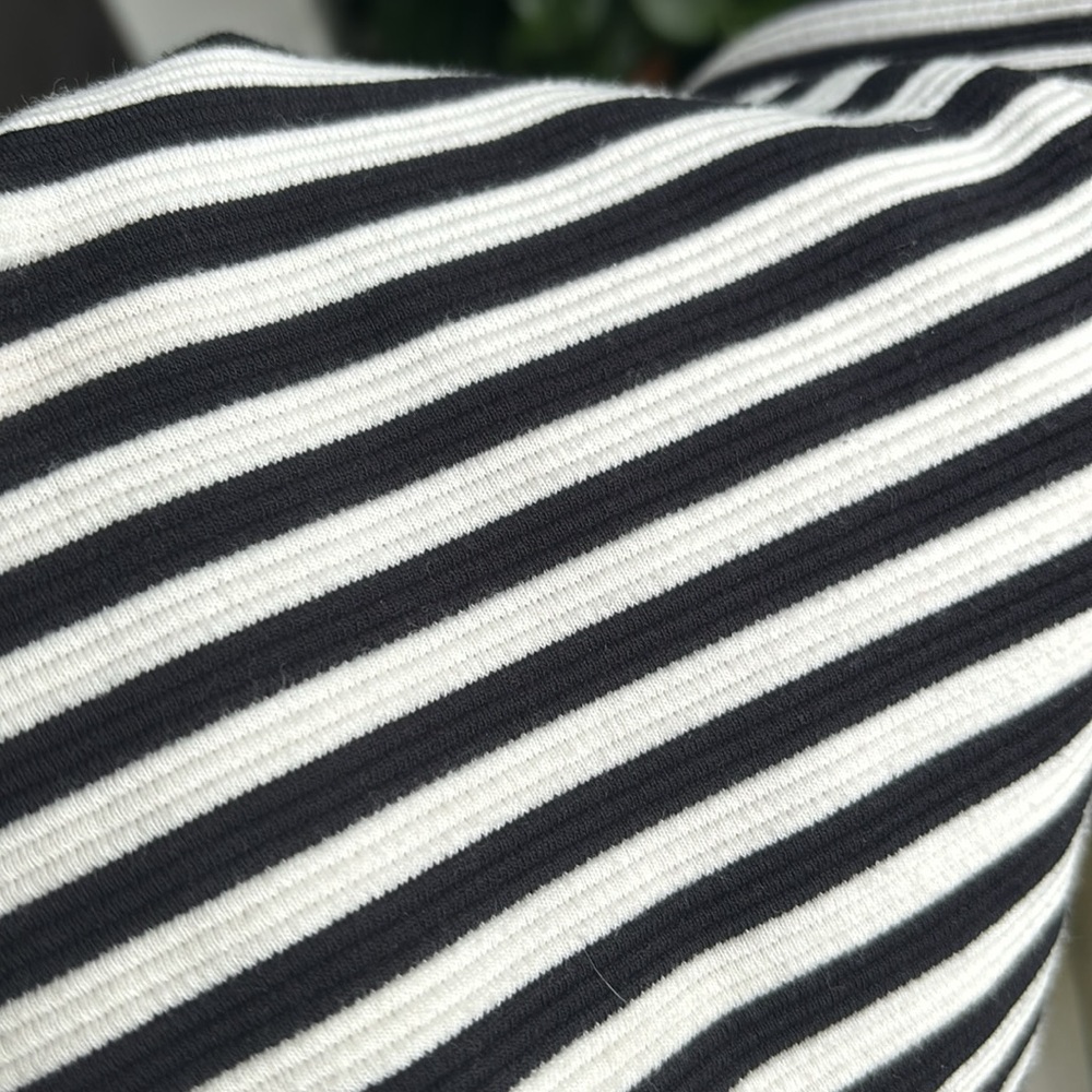 Madewell Black and White Stripe Scoop Neck Fit & Flare Short Sleeve Dress Size 6 - Picture 12 of 14